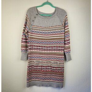 Sundance Wool Cotton Blend Fair Isle Knit Long Sleeve Sweater Dress sz S?